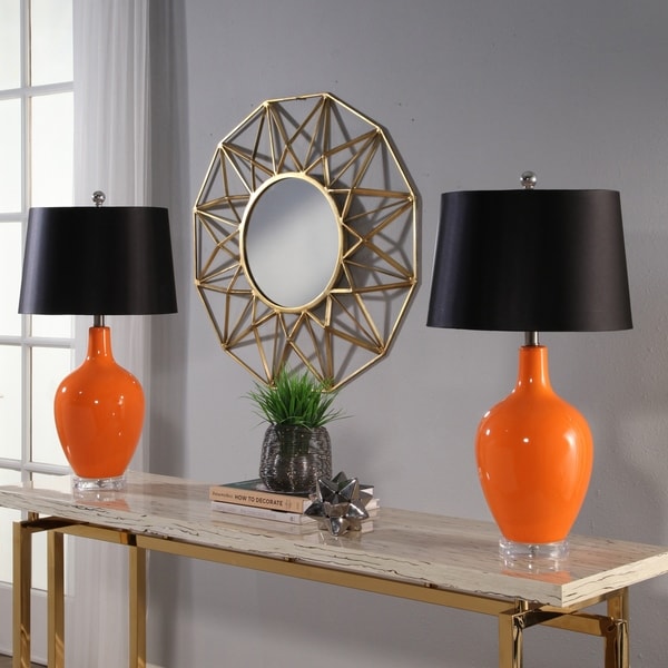 Shop Abbyson Sumatra Orange Ceramic 27.5-inch Table Lamp ...