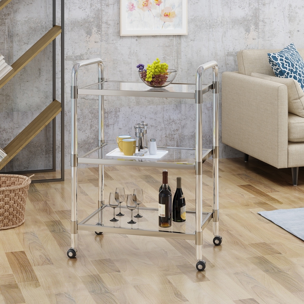 Christopher Knight Home Emilie Acrylic Bar Trolley by  (clear + black)