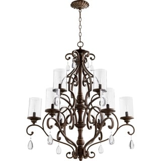 Quorum Five Light Oiled Bronze Amber Scavo Glass Up Chandelier Quorum Five Light Oiled Bronze Amber Scavo Glass Up Chandelier