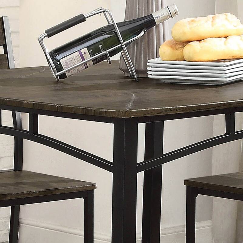 Vae Industrial Brown Metal 5-Piece Counter Height Set by Furniture of America