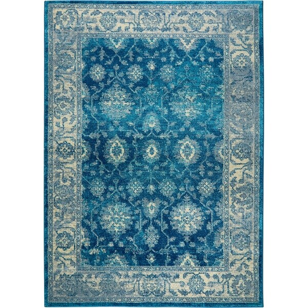 Serena Collection Distressed Blue-Ivory Area Rug by Home Dynamix - 5'3" x 7'2"