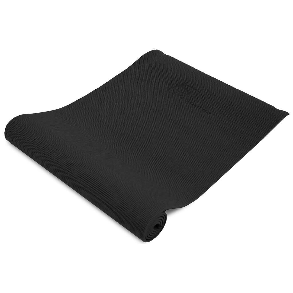 ProSource Original Yoga Pilates Mat ¼” Thick for Comfort and Stability with Carrying Straps - Black