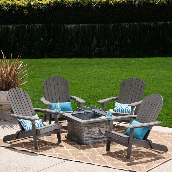 Shop Marrion Outdoor 5 Piece Adirondack Chair Set With Fire Pit By