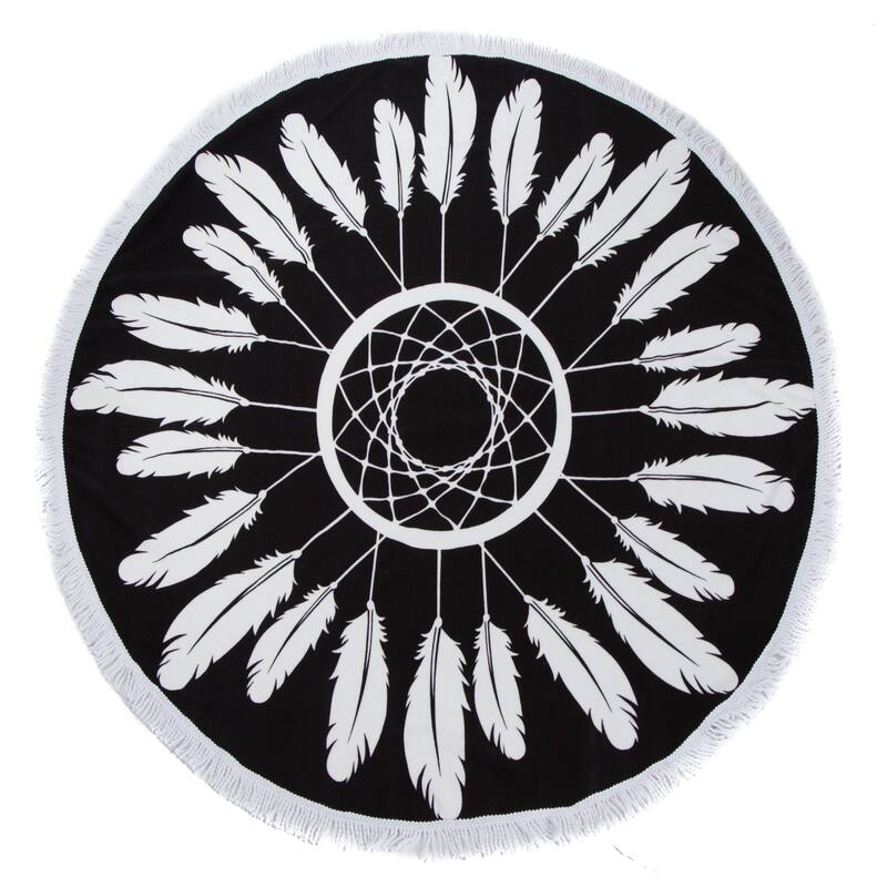 Round Beach Towel, Circle Beach Towel with Fringe Dreamcatcher