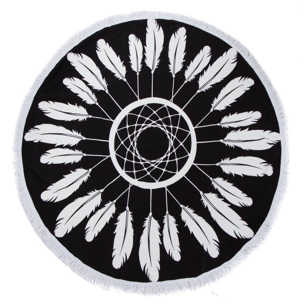 Round Beach Towel, Circle Beach Towel with Fringe Dreamcatcher