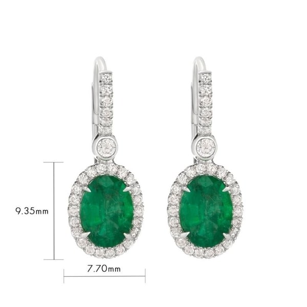 18k White Gold Natural Zambian Oval Emerald Earrings 1 67 Carat 18k White Gold Natural Zambian Oval Emerald Earrings 1 67 Carat Total Weight