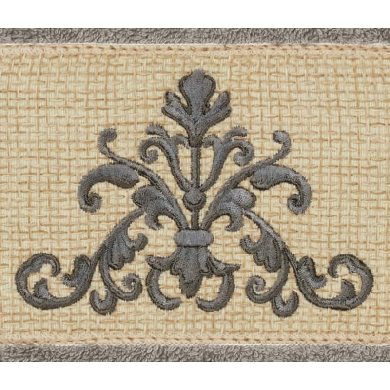 Authentic Hotel and Spa Grey Turkish Cotton Scrollwork Embroidered Hand Towels (Set of 4)