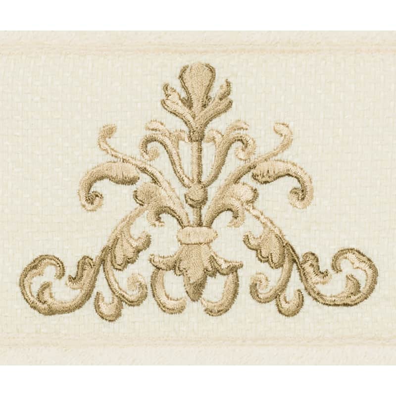 Authentic Hotel and Spa Cream Turkish Cotton Scrollwork Embroidered 4 piece Towel Set