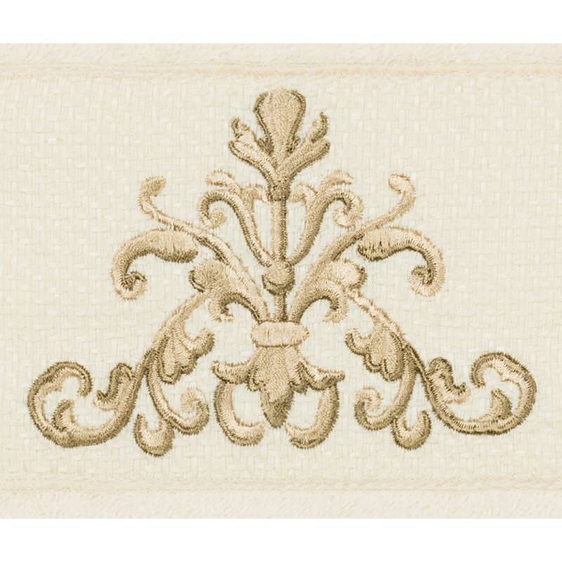 Authentic Hotel and Spa Cream Turkish Cotton Scrollwork Embroidered Hand Towels (Set of 2)