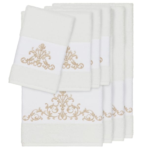 Authentic Hotel and Spa Turkish Cotton Nautical Embroidered White 8-piece  Towel Set - Bed Bath & Beyond - 22355528