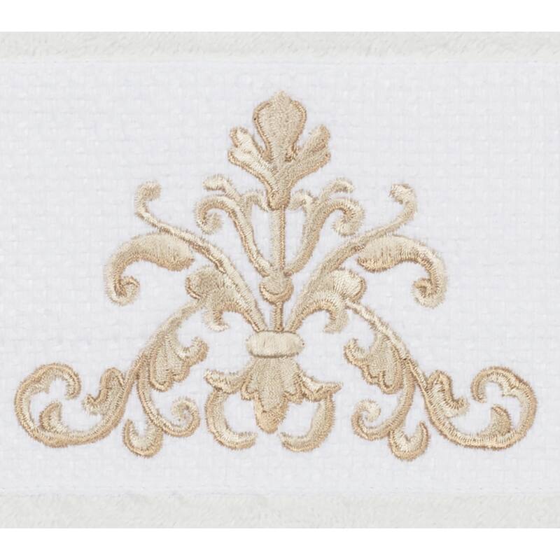 Authentic Hotel and Spa White Turkish Cotton Scrollwork Embroidered 8 piece Towel Set