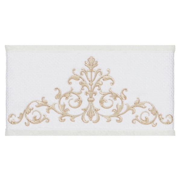 Authentic Hotel and Spa White Turkish Cotton Scrollwork Embroidered Hand  Towel - On Sale - Bed Bath & Beyond - 21139269