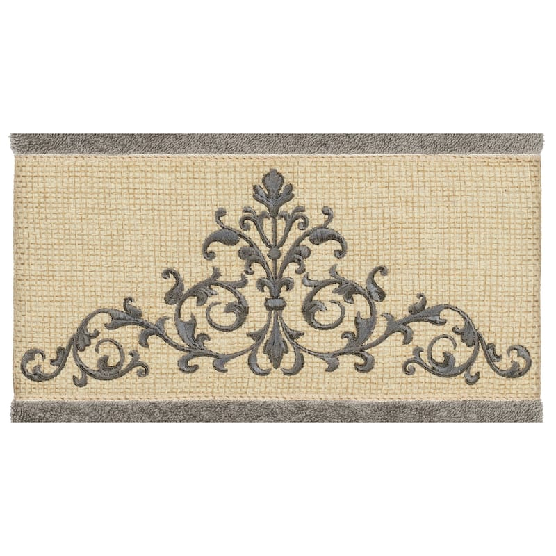 Authentic Hotel and Spa Grey Turkish Cotton Scrollwork Embroidered 4 piece Towel Set