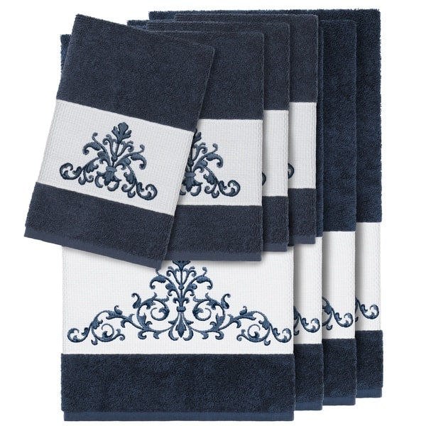 Authentic Hotel and Spa Midnight Blue Turkish Cotton Scrollwork ...