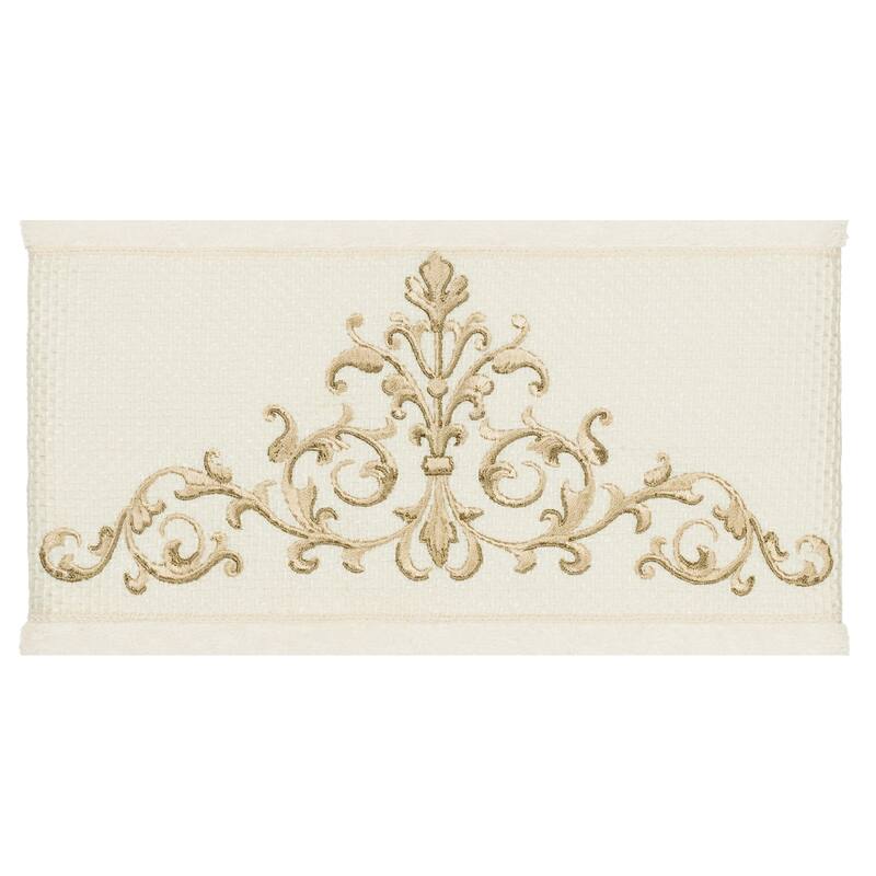 Authentic Hotel and Spa Cream Turkish Cotton Scrollwork Embroidered 8 piece Towel Set