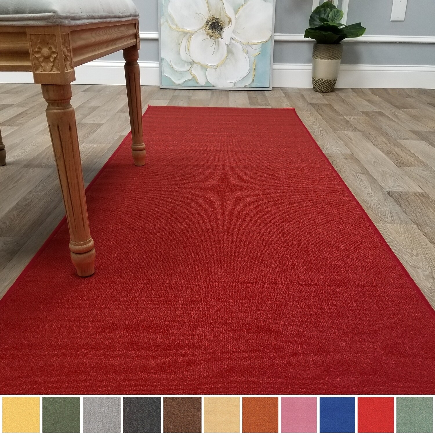 Shop Kapaqua Solid Colored Non Slip Runner Rug Rubber Backed 2x8