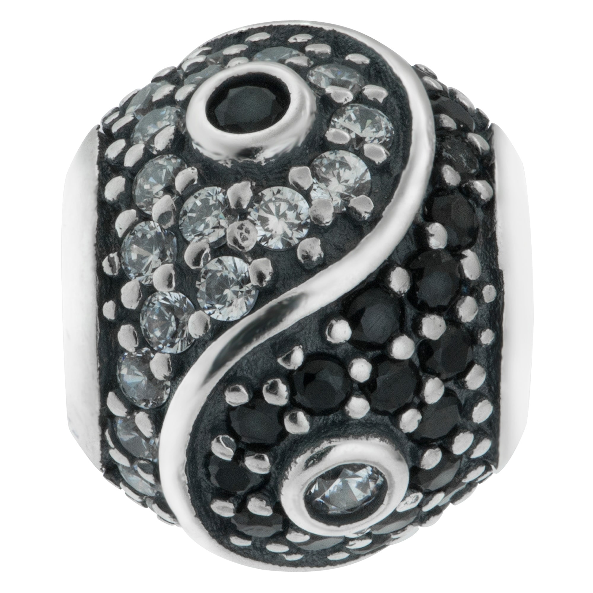 Solid 925 Sterling Silver Dangling Imitation Pearl Charm Bead Gray