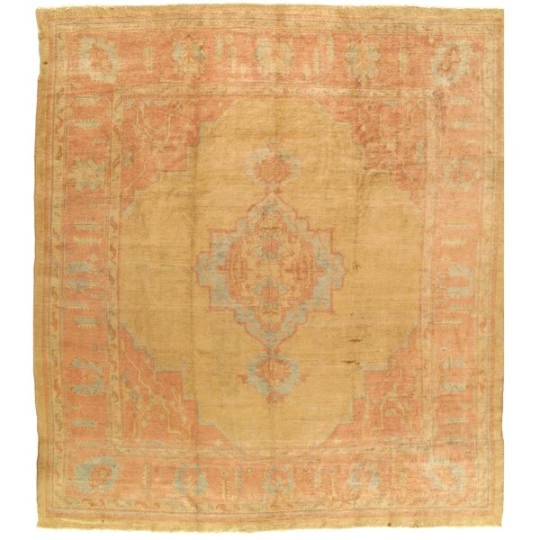 Pasargad NY Gold Wool Turkish Angora Oushak Antique Handmade Rug