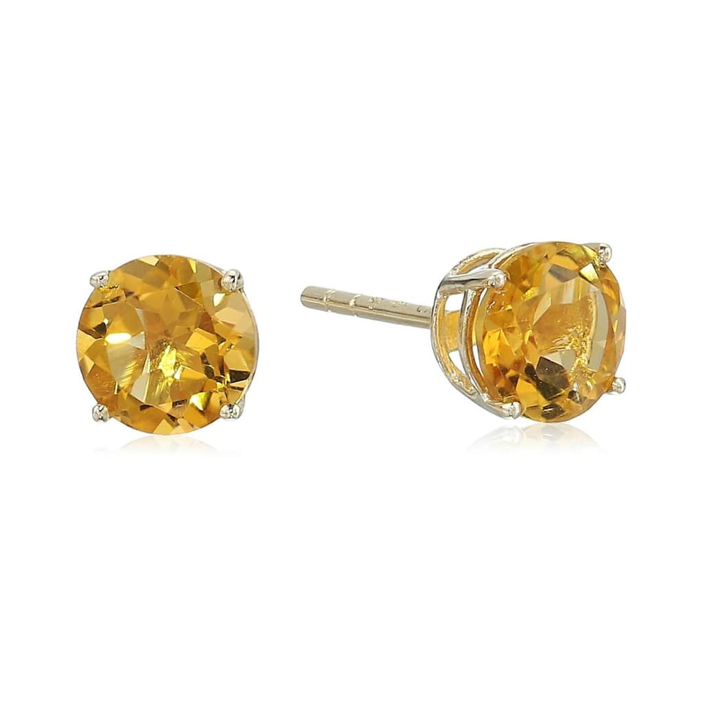 10k Yellow Gold Citrine Round Stud Earrings