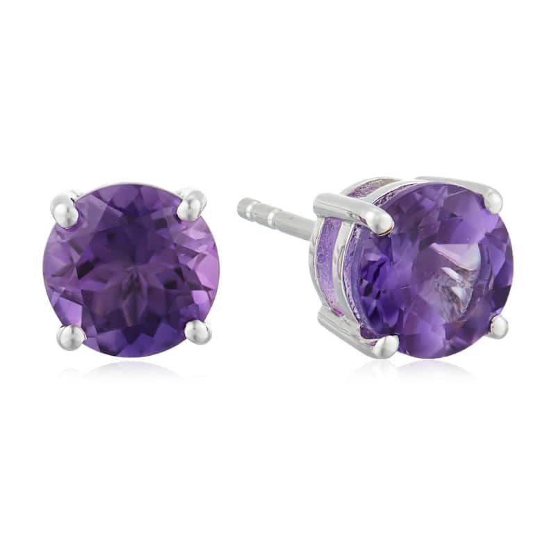 Sterling Silver Amethyst 7 mm Round Stud Earrings