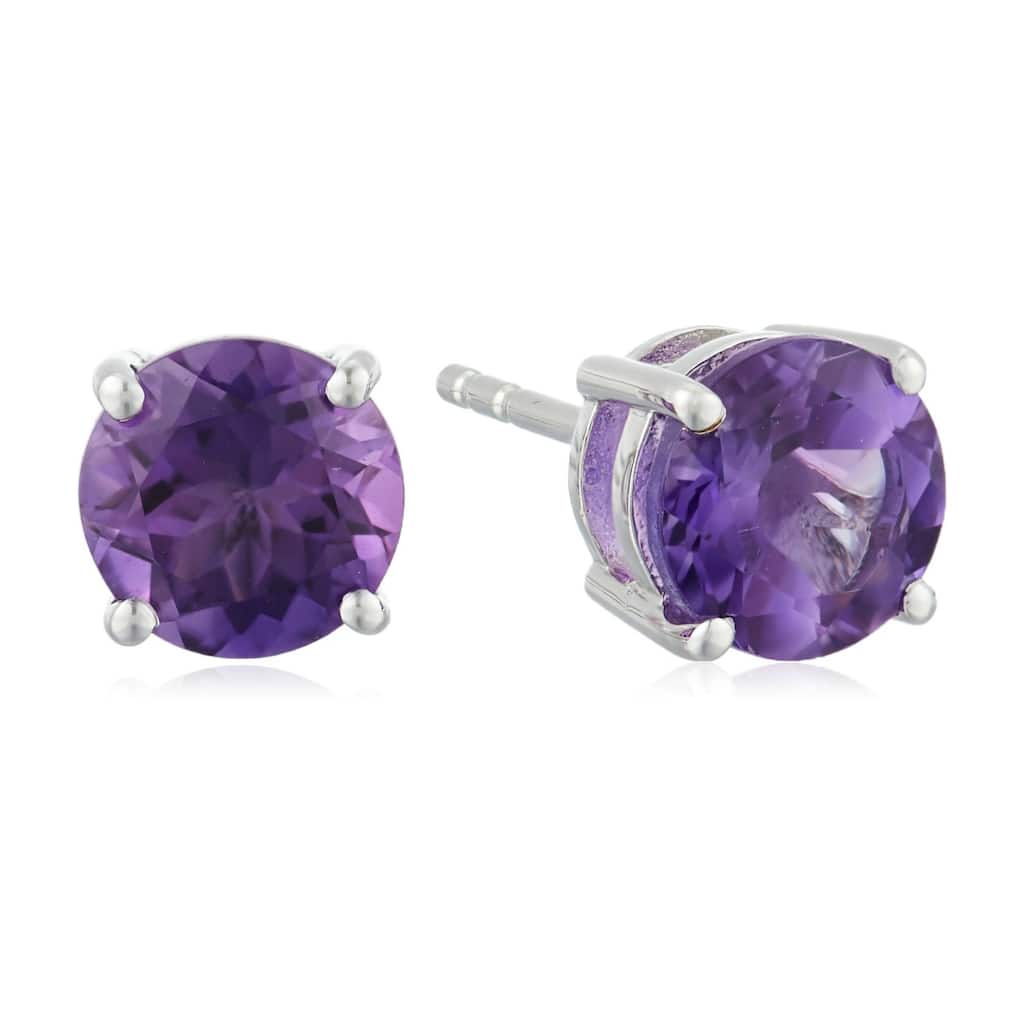 Sterling Silver Amethyst 7 mm Round Stud Earrings