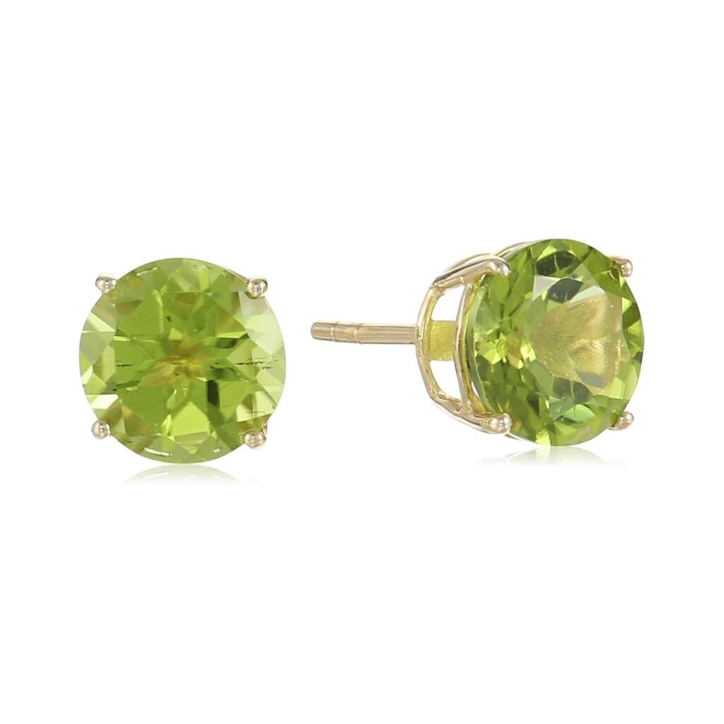 10k Yellow Gold Peridot Round Stud Earrings
