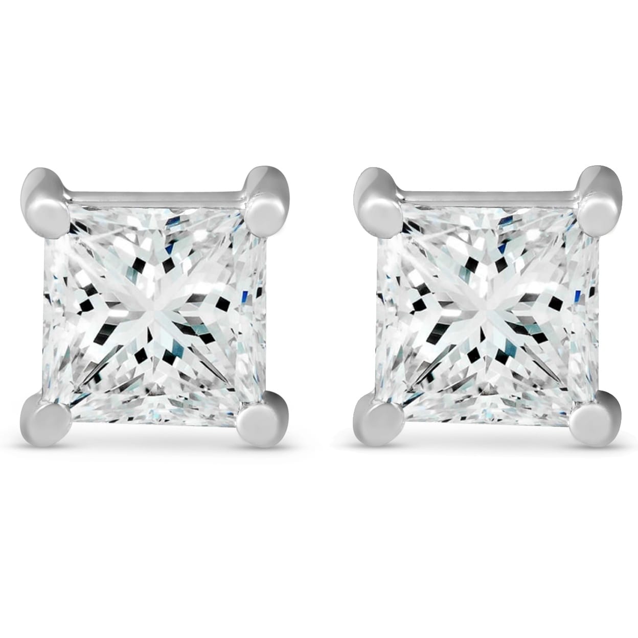 princess cut diamond stud earrings screw back