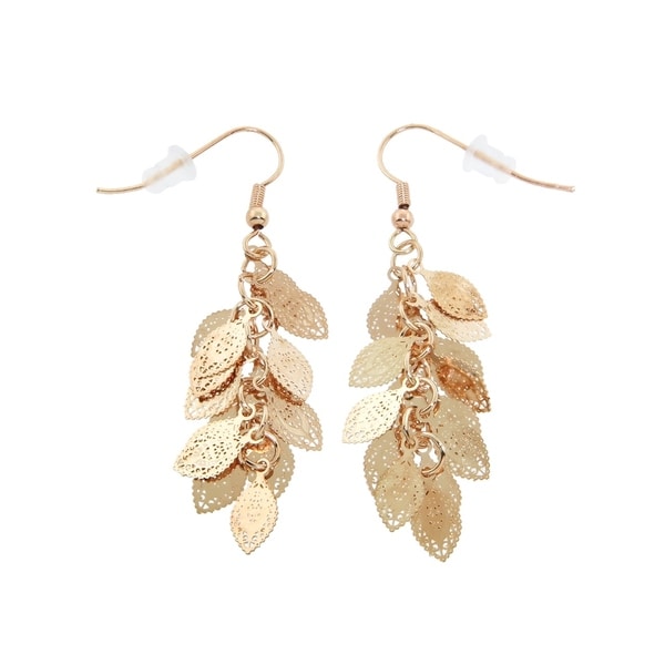 Eternally Haute 14k Gold Plated Filigree Cer Leaf Dangle Eternally Haute 14k Gold Plated Filigree Cer Leaf Dangle Earrings