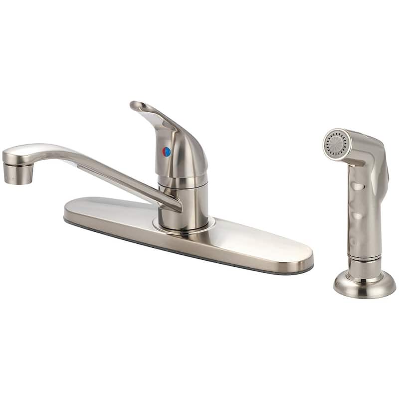 Elite Single Handle Kitchen Faucet with Spray and Flex Supply Lines - pvd brushed nickel