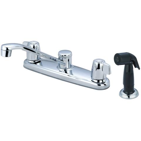 Elite 2 Handle Low Arc Kitchen Faucet with Mini Blade Handles and Spray