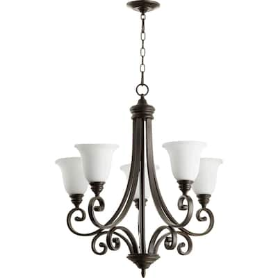 Bryant Oiled Bronze and Satin Opal 5-light Chandelier