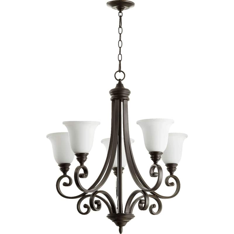 Bryant Oiled Bronze and Satin Opal 5-light Chandelier - Bed Bath ...