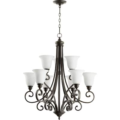 Bryant Oiled Bronze and Satin Opal 9-light Chandelier