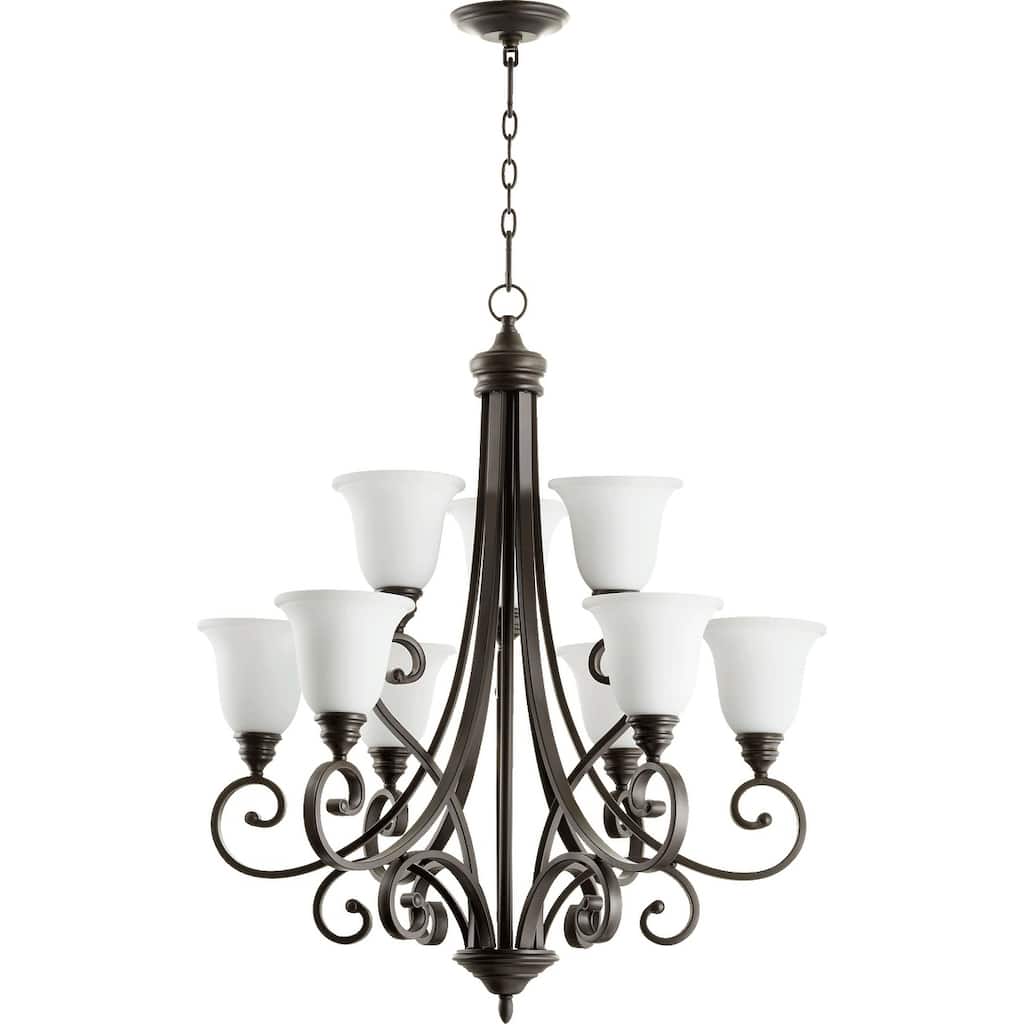 Bryant Oiled Bronze and Satin Opal 9-light Chandelier