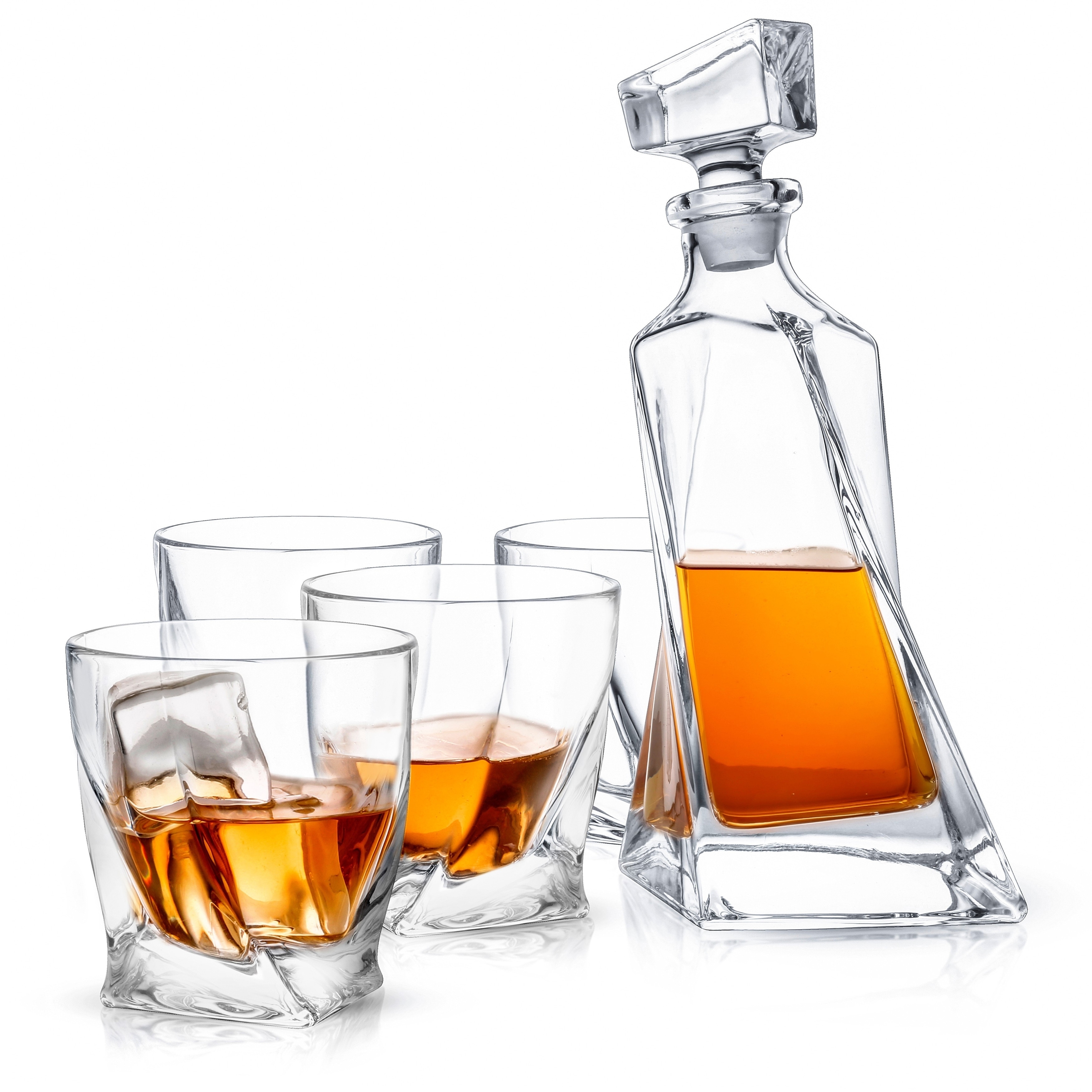 whiskey decanter set with serving tray