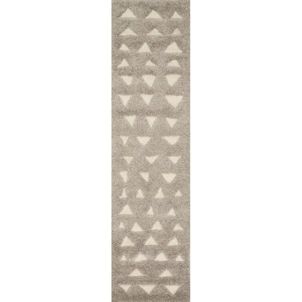 Shop Moroccan Beige/ Taupe Geometric Shag Runner Area Rug 2'3" x 12