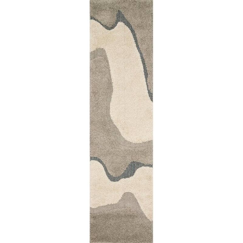 Carson Carrington Drammen Modern Abstract Waves Shag Area Rug