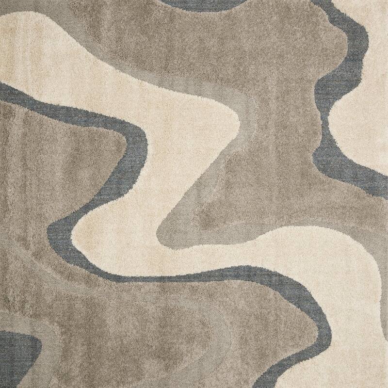 Carson Carrington Drammen Modern Abstract Waves Shag Area Rug