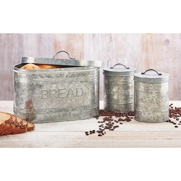 Shop Rustic Kitchen Galvanized Metal Storage Canisters Assorted