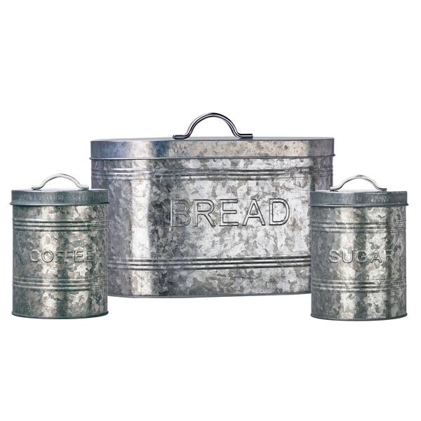 Shop Rustic Kitchen Galvanized Metal Storage Canisters Assorted