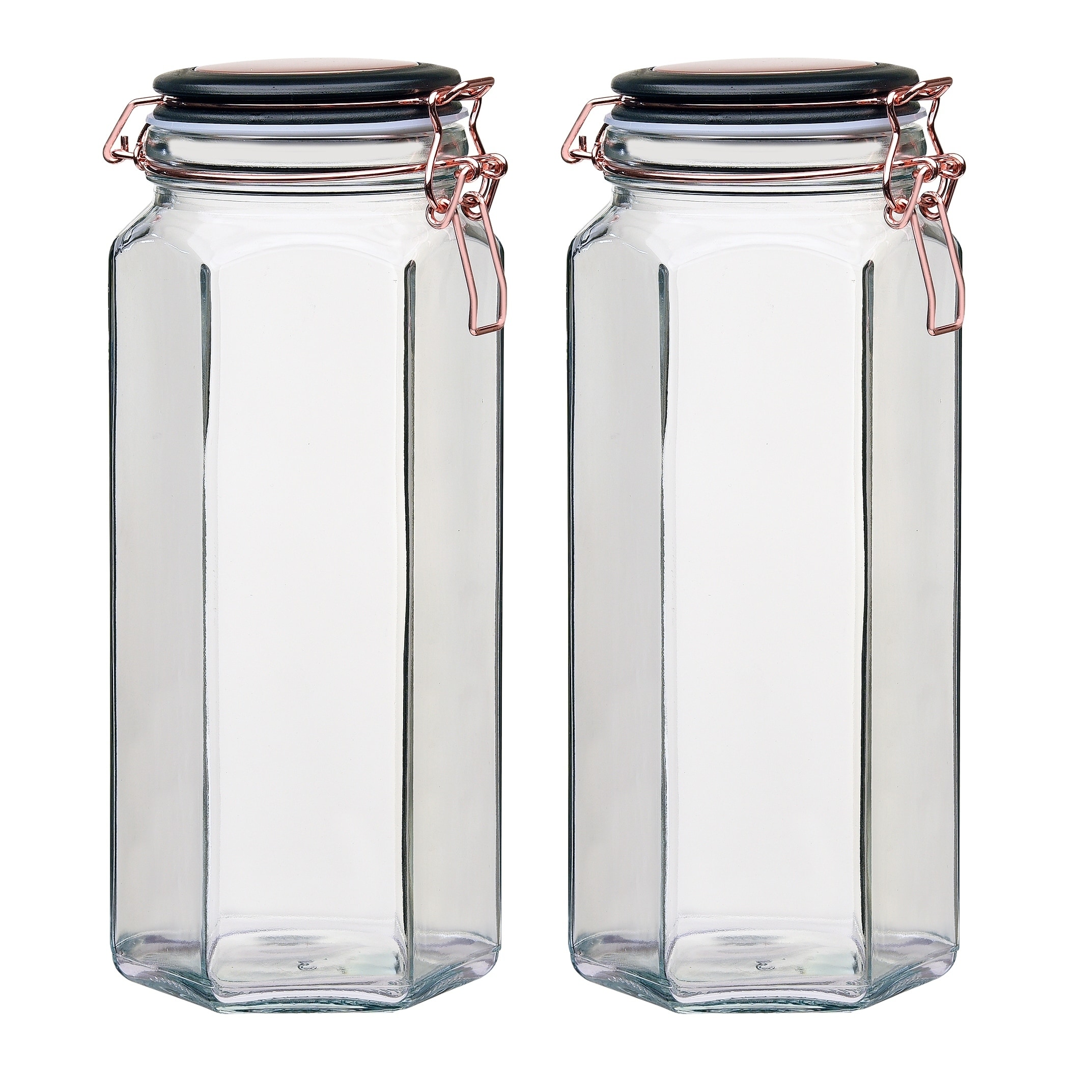 Home Basics 26 oz. Small Hexagon Glass Canister, Clear