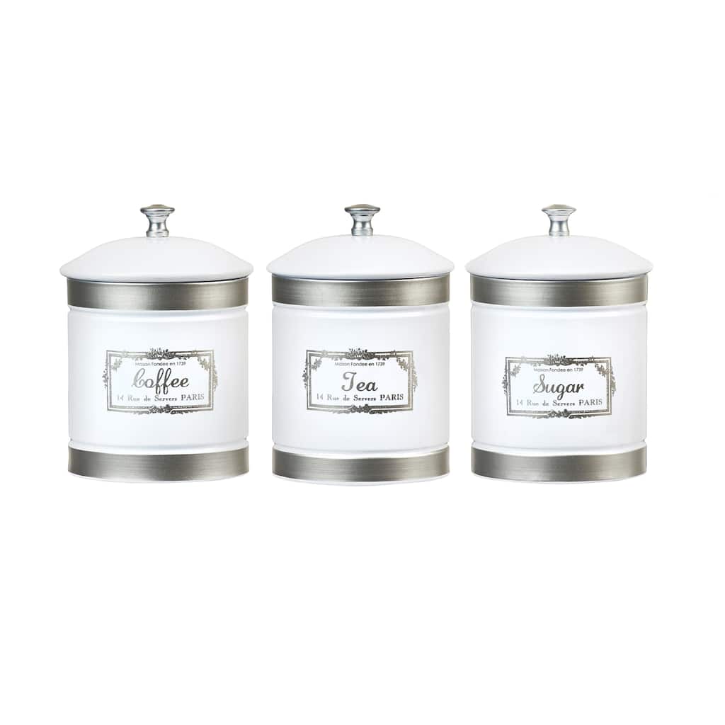 Country Farmhouse Metal Storage Canisters, Assorted Set of 3