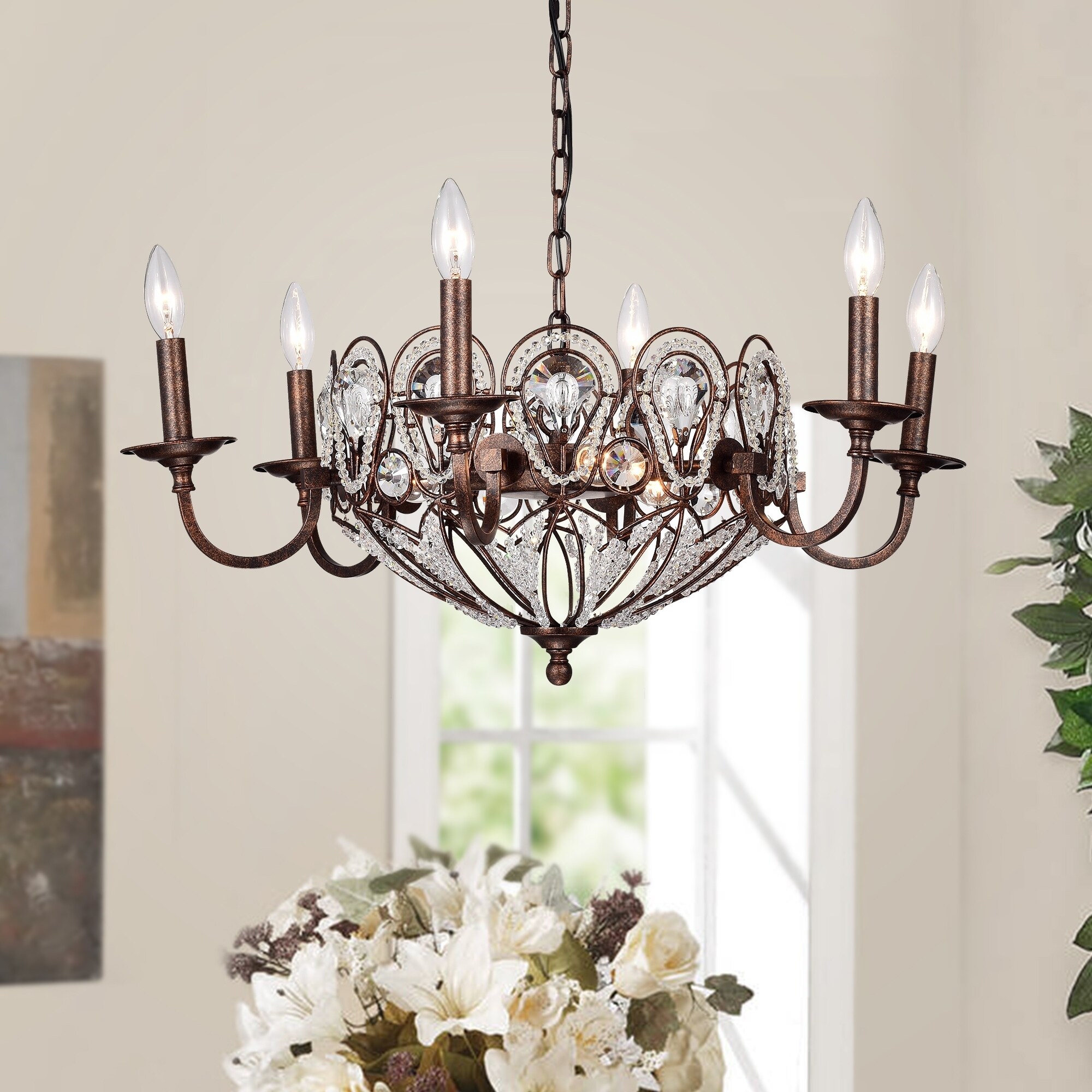 Latir Candelabra  Rustic Bronze 9-Light Crystal Chandelier - Chandeliers For Bedrooms by Overstock.com