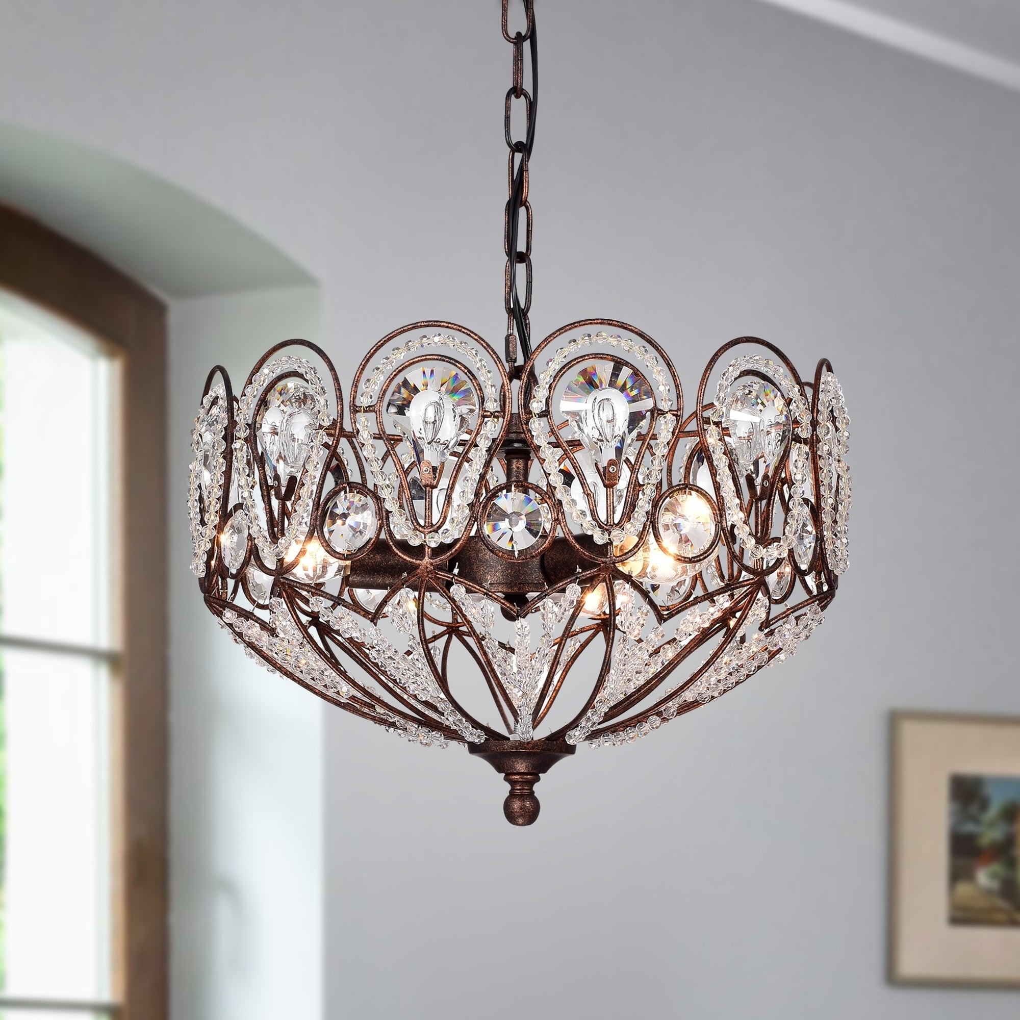 Latir Rustic Bronze 3-Light Crystal Pendant Lamp - Chandeliers For Bedrooms by Overstock.com