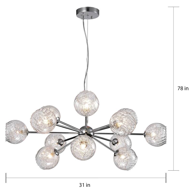 Ginherd Chrome 12-Light Satellite Chandelier with Clear Twisted Rib Glass Shades