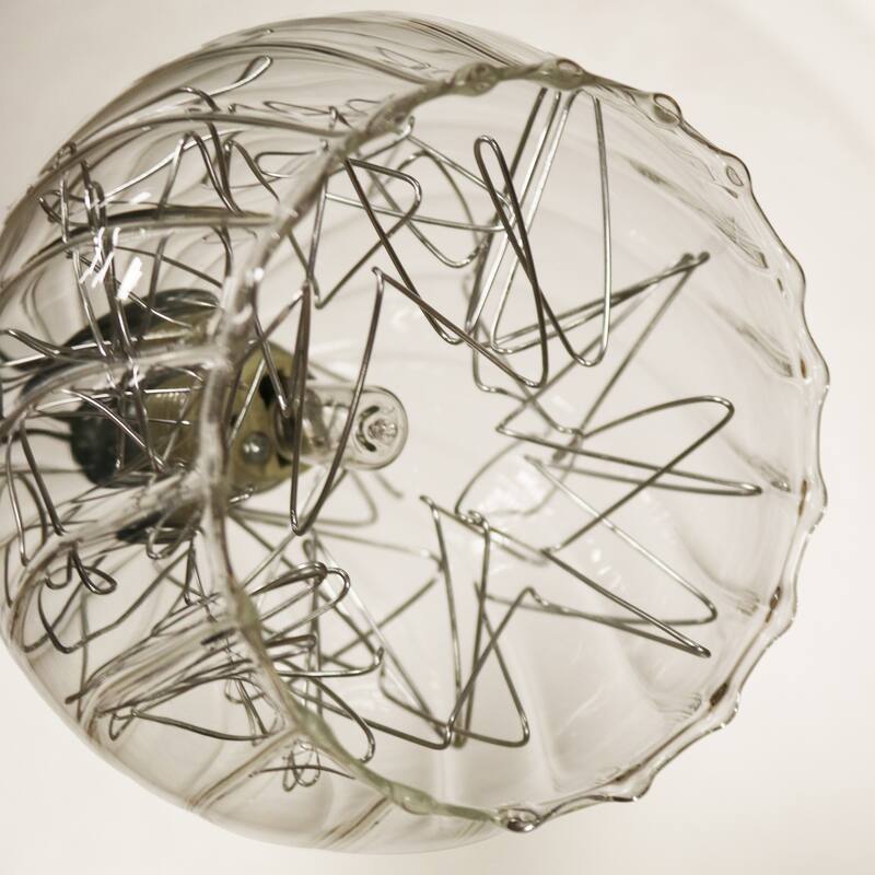 Ginherd Chrome 12-Light Satellite Chandelier with Clear Twisted Rib Glass Shades