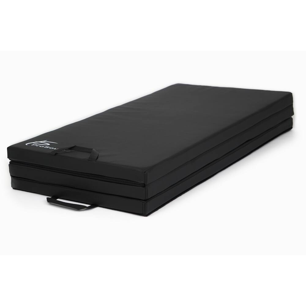 ProSource Bi-Fold Folding Thick Exercise Mat 6’x2’ Carrying Handles for MMA Gymnastics Core Workouts