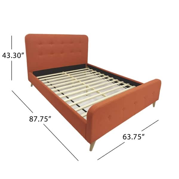 Priya Mid Century Velvet Queen Platform Bed Frame by Christopher Knight