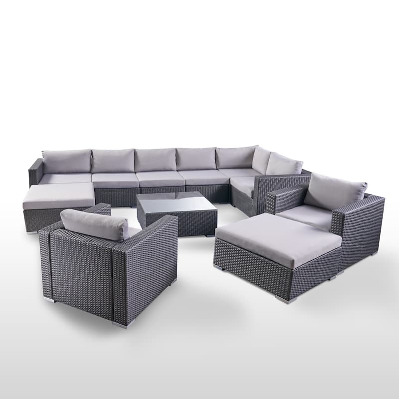 Santa Rosa Outdoor 8 Seater Wicker Sectional Sofa Set by Christopher Knight Home