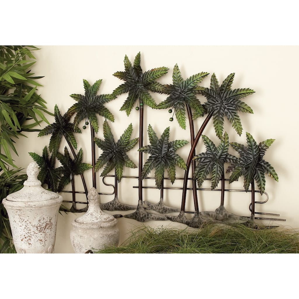 Green Metal Indoor Outdoor Palm Tree Tree Home Wall Decor
